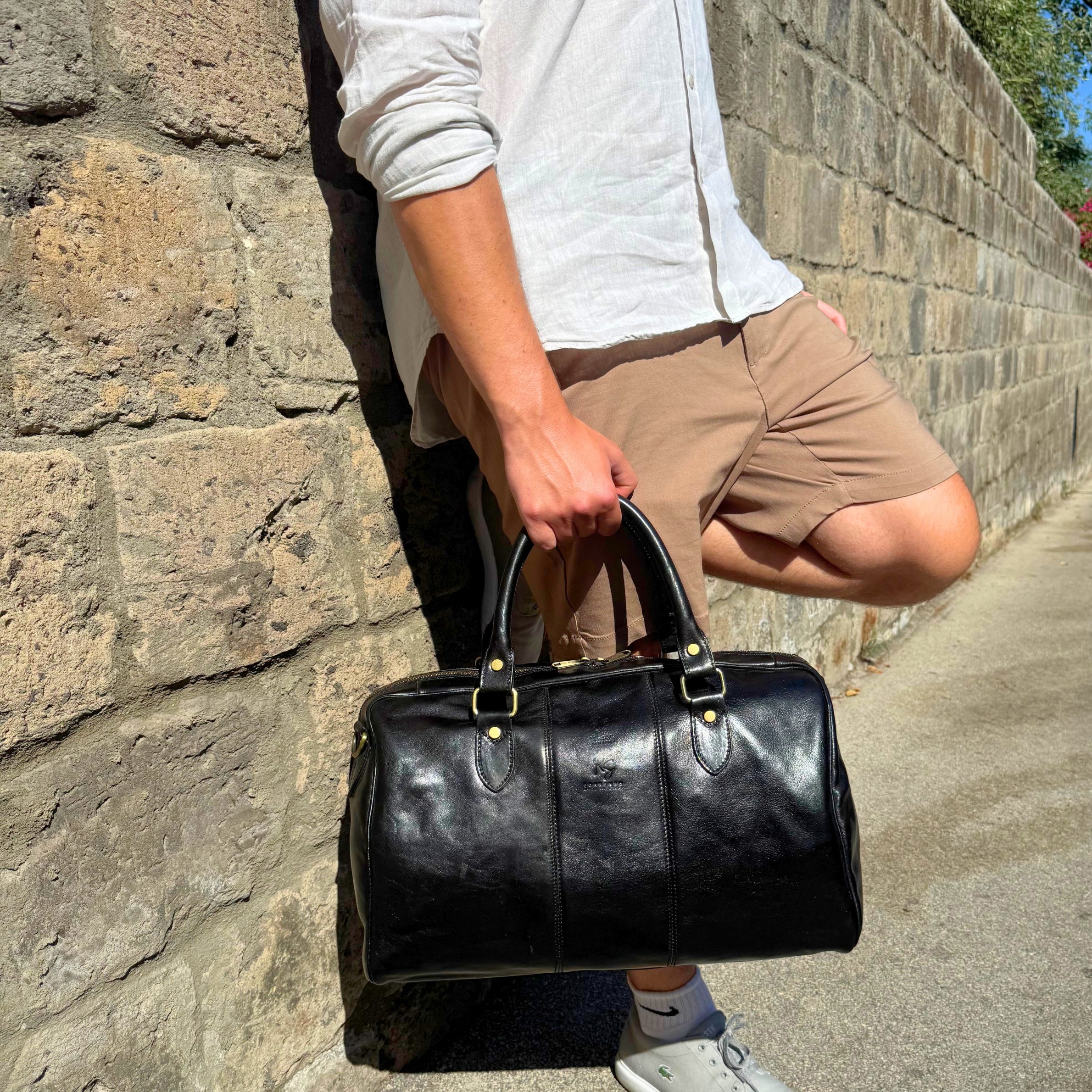 The Compact Calf Duffel with Optional Adjustable Shoulder Strap