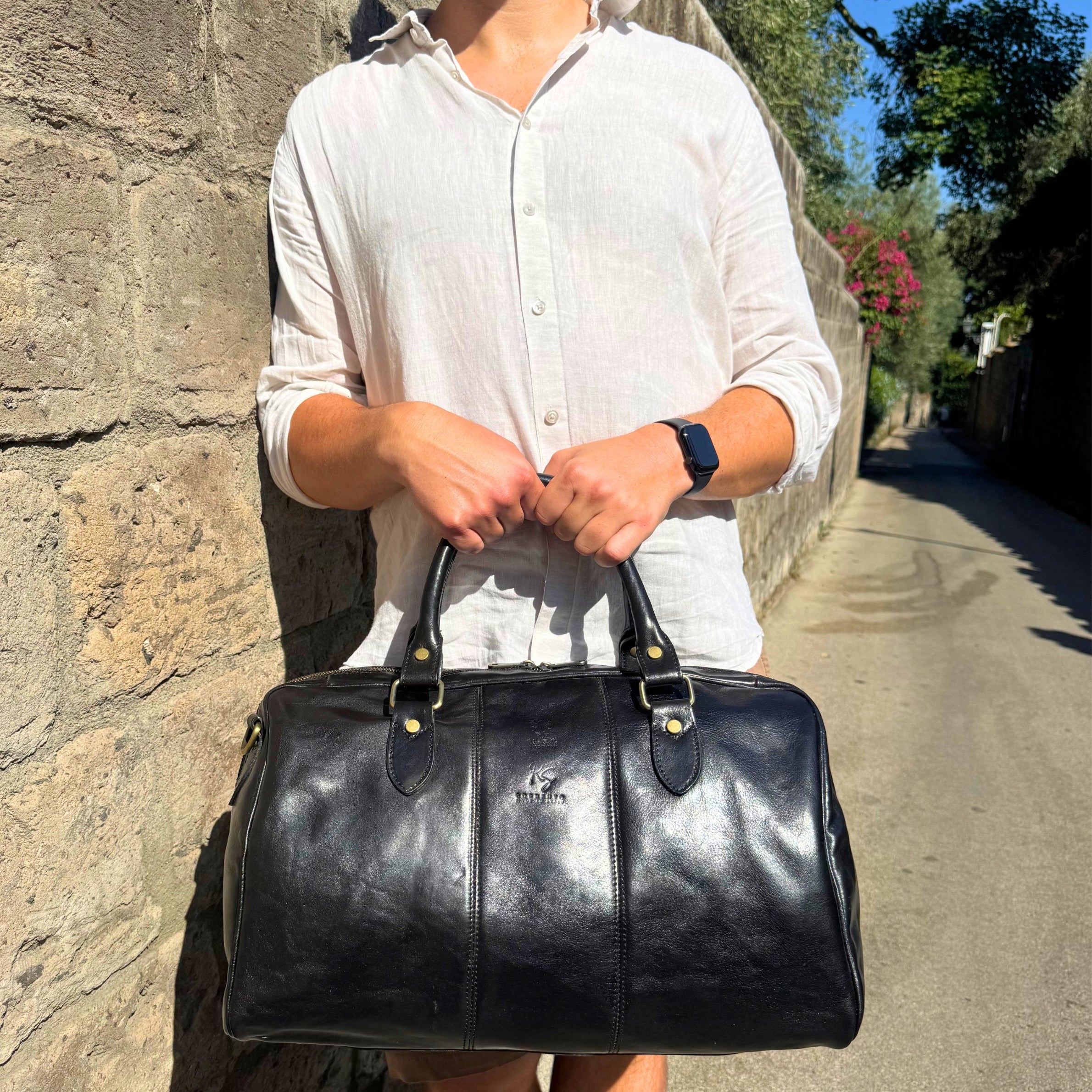 The Compact Calf Duffel with Optional Adjustable Shoulder Strap