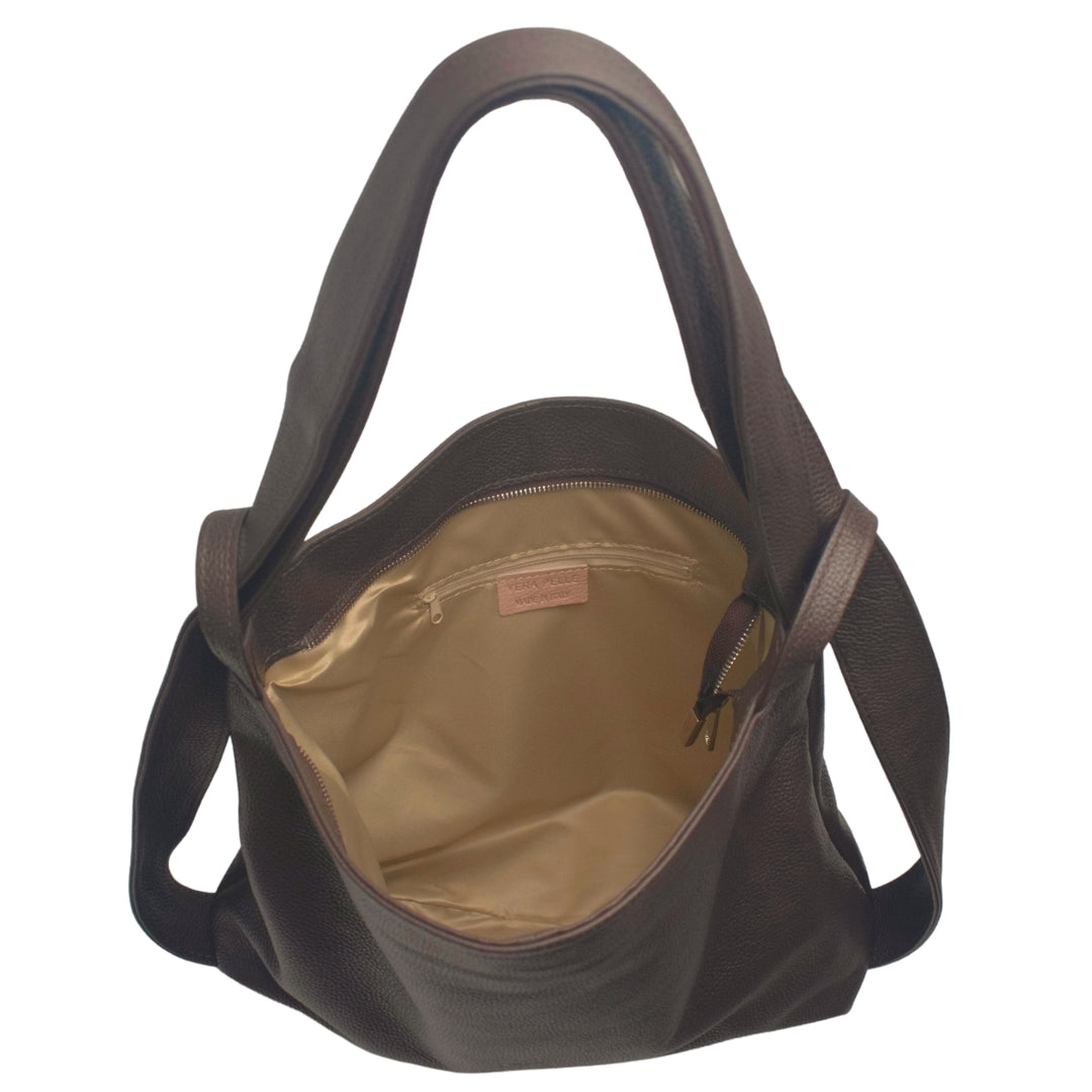 The Large Convertible Tote to Backpack in Pebbled Italian Leather