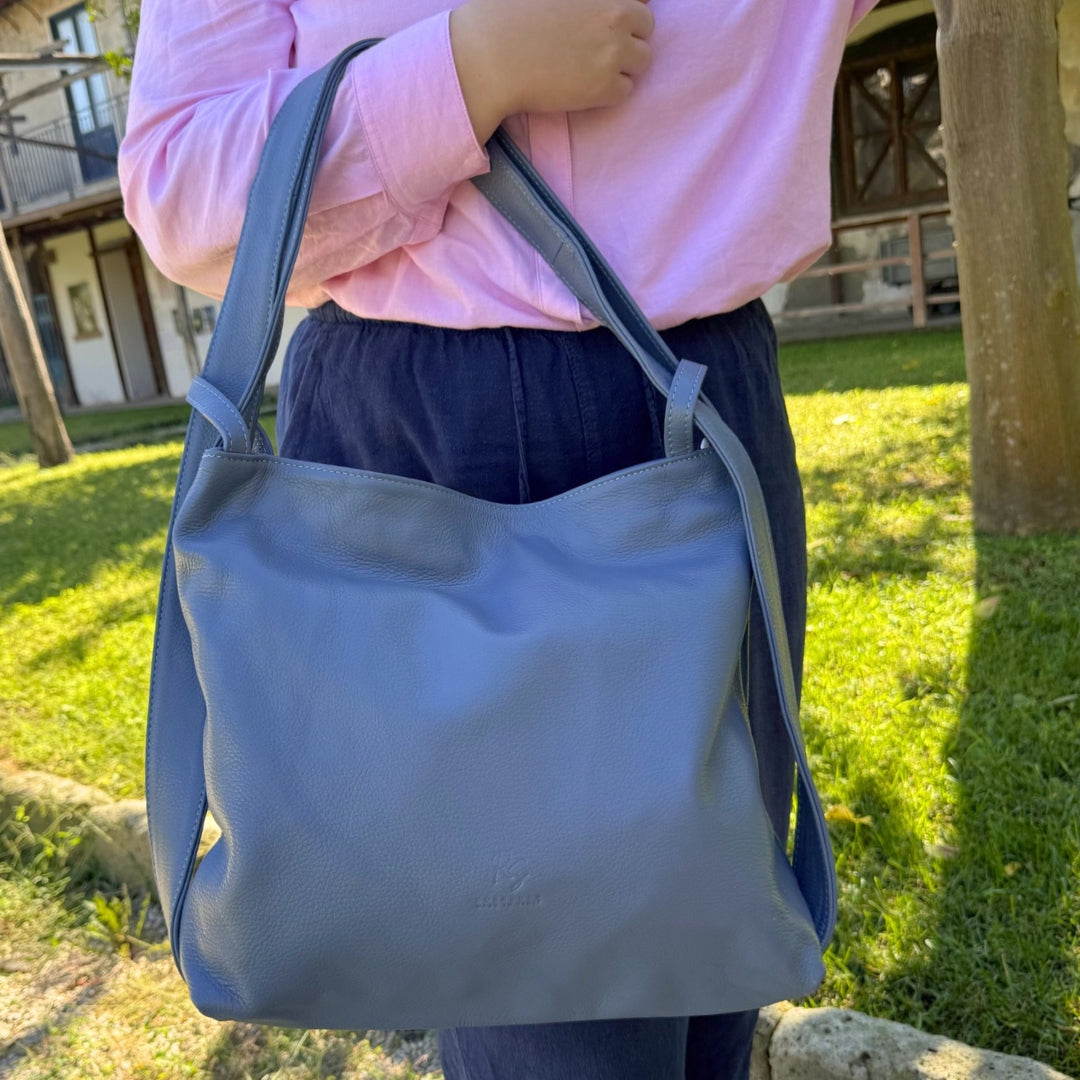 The Large Convertible Tote to Backpack in Pebbled Italian Leather