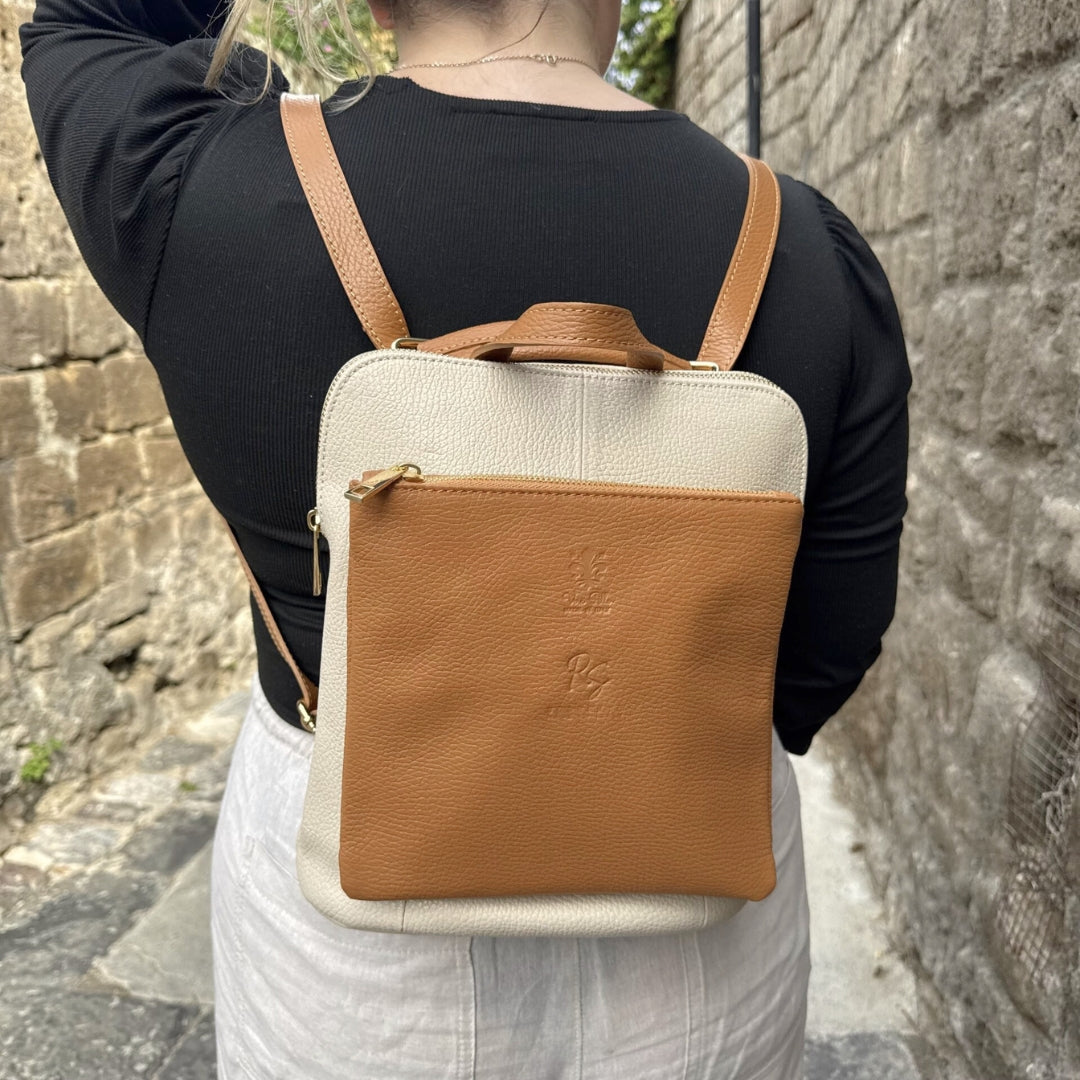 The Medium Bi-Colour Convertible Backpack to Crossbody Bag