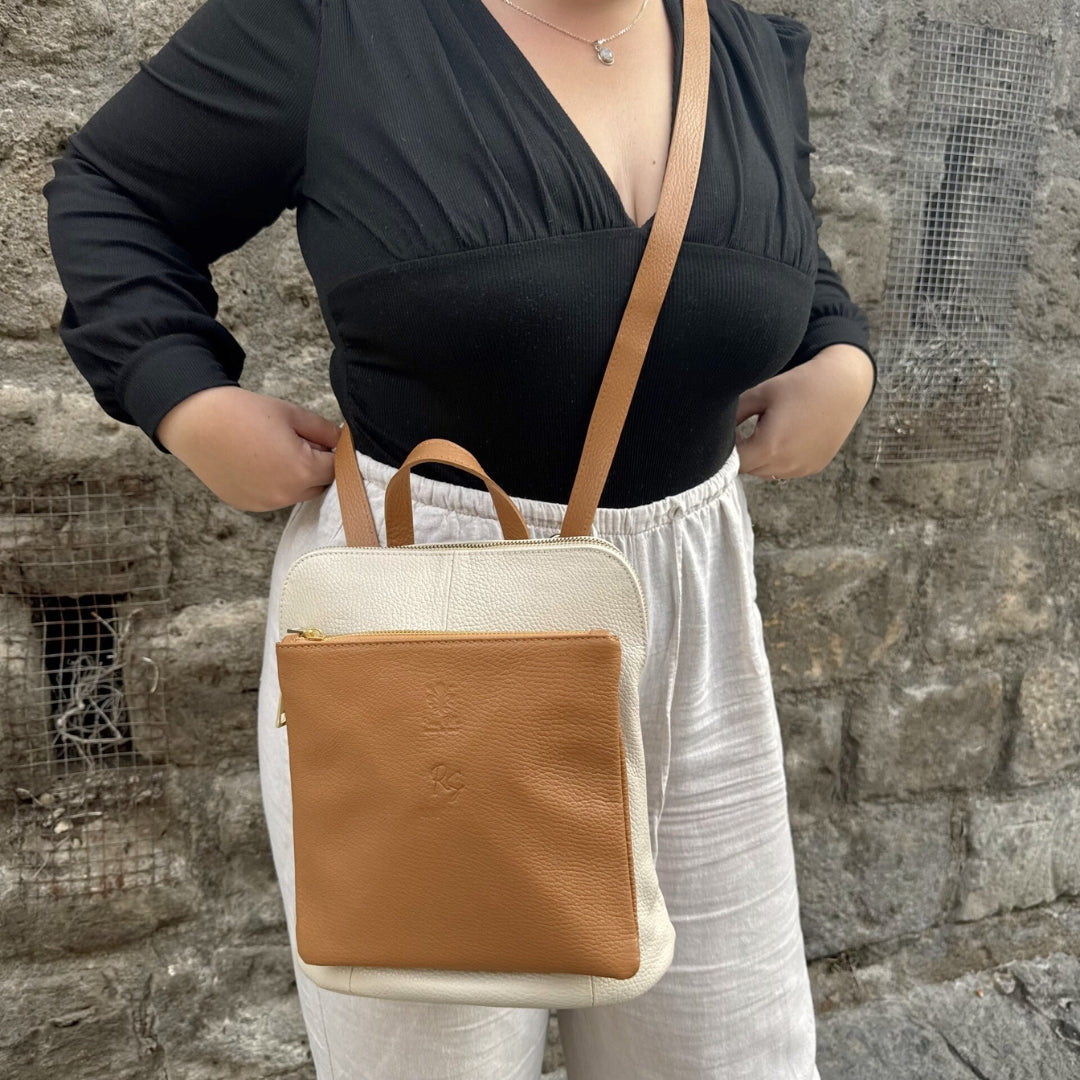 The Medium Bi-Colour Convertible Backpack to Crossbody Bag