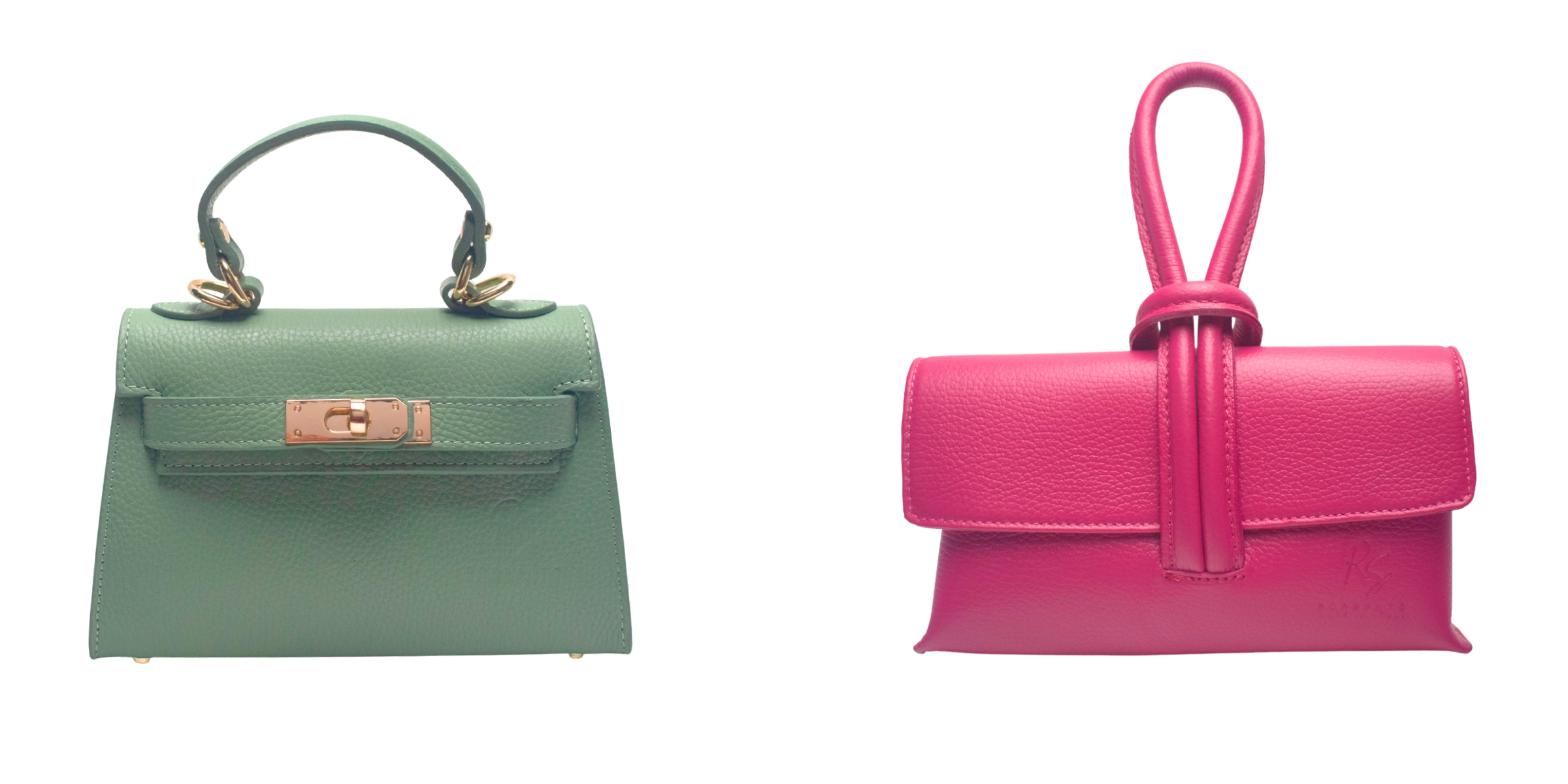 scroll image featuring a lock bag and a knot clutch handbag