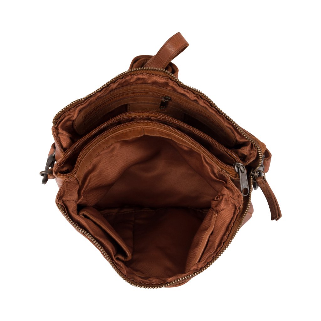 Gianni Conti Medium Zip Crossbody Handbag in Distressed Italian Leather