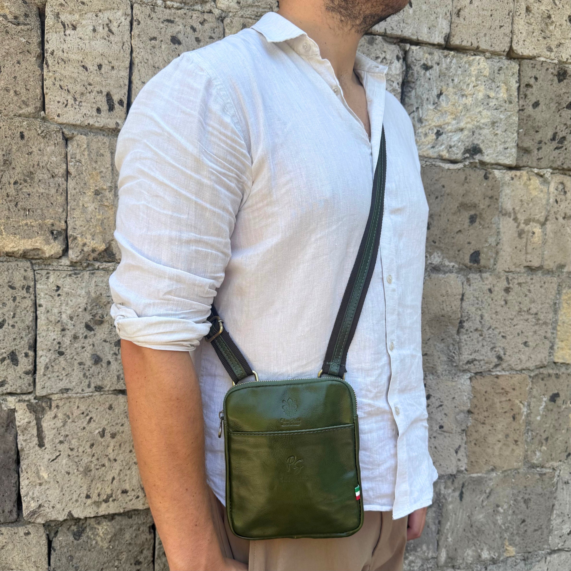 Unisex Slim Crossbody Sling Bag in Italian Buffalo Leather