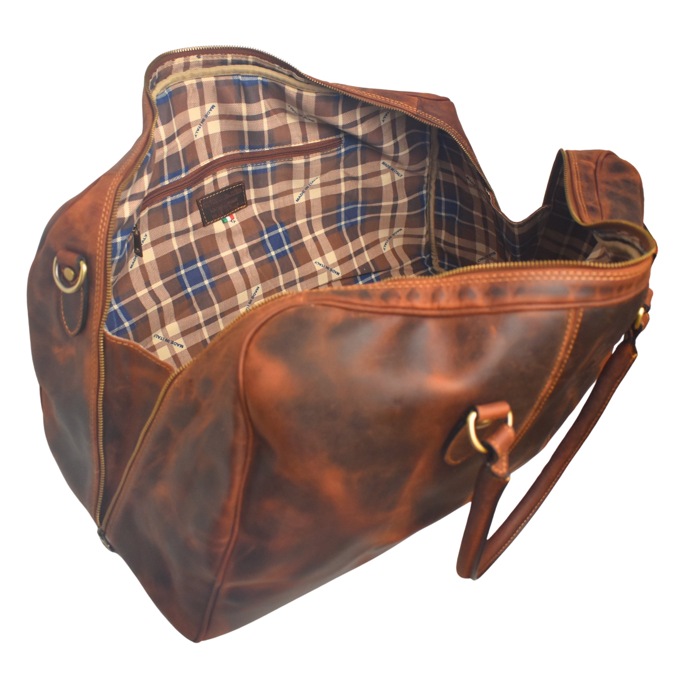 The Classic Distressed Buffalo Duffel with Optional Adjustable Shoulder Strap