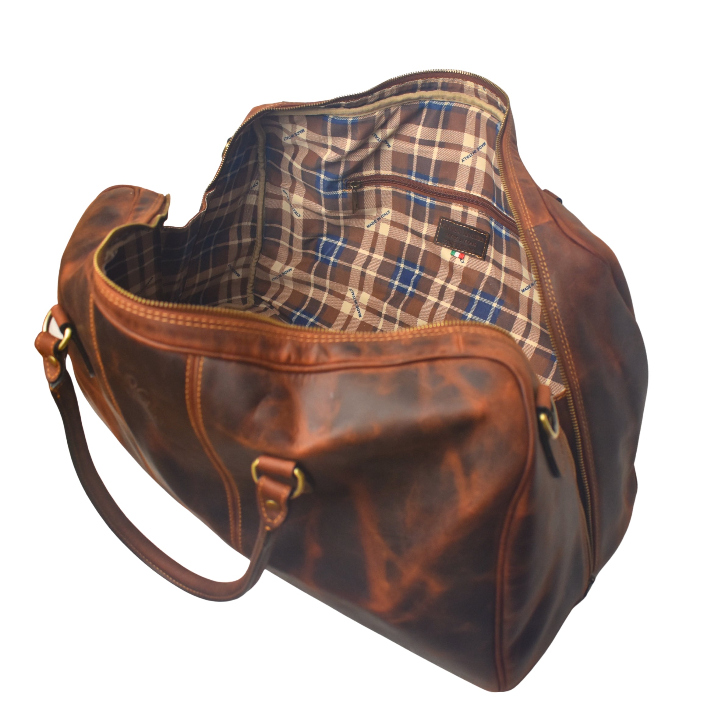 The Classic Distressed Buffalo Duffel with Optional Adjustable Shoulder Strap