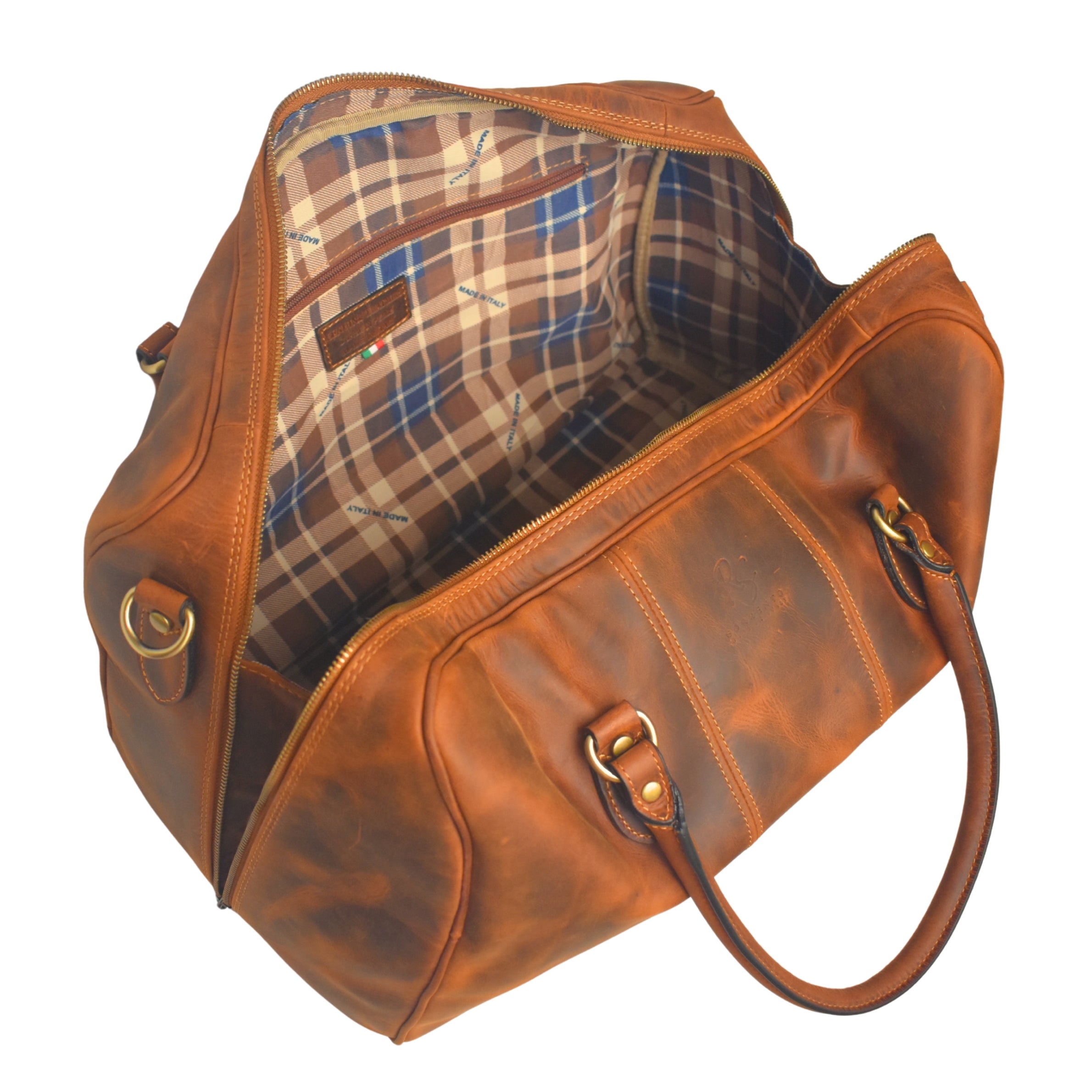 The Compact Distressed Buffalo Duffel with Optional Adjustable Shoulder Strap