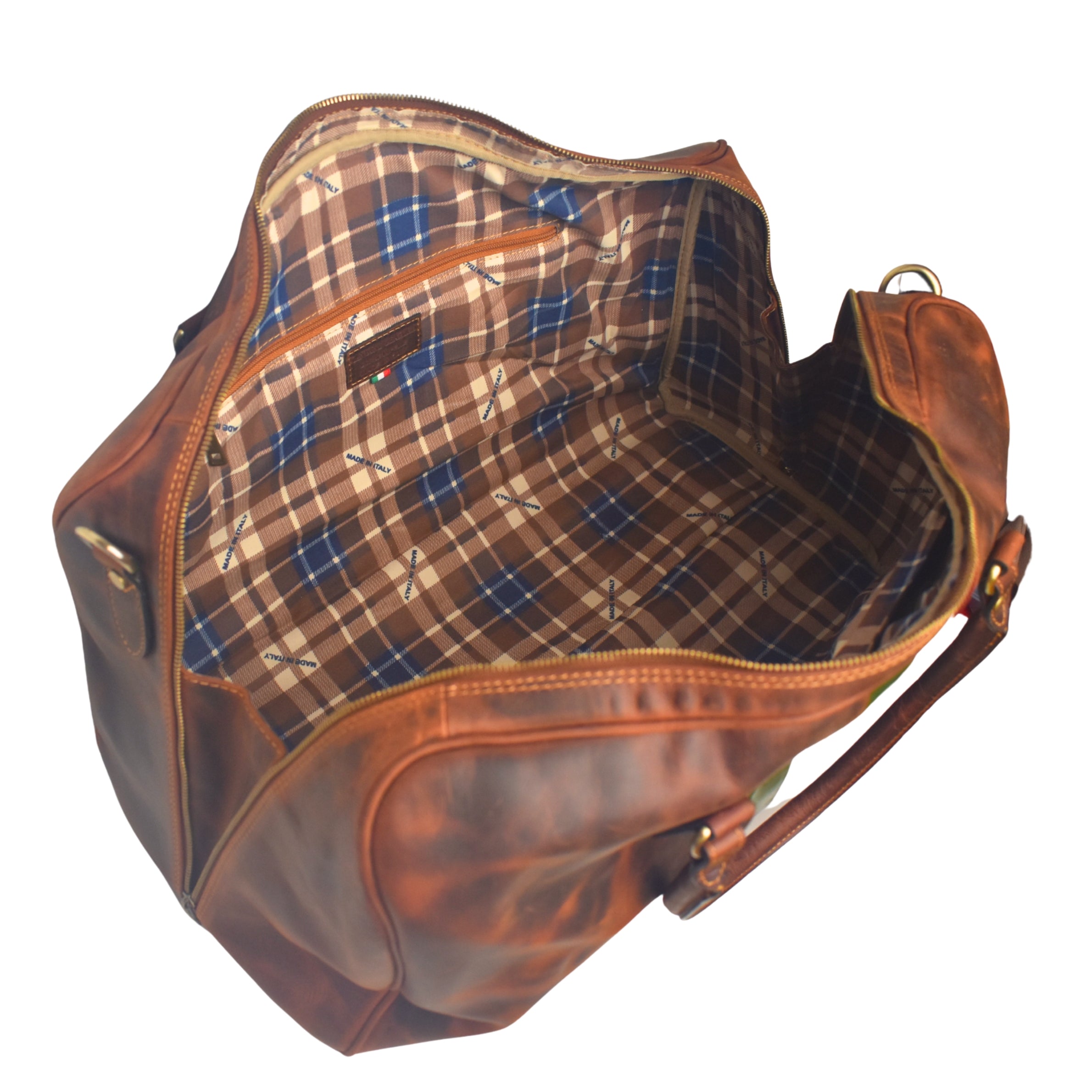 The Classic Italian Flag Distressed Buffalo Duffel with Optional Adjustable Shoulder Strap