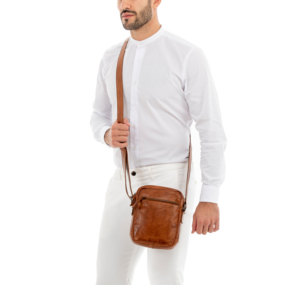 Gianni Conti Twin-Zip Commuter Crossbody Bag