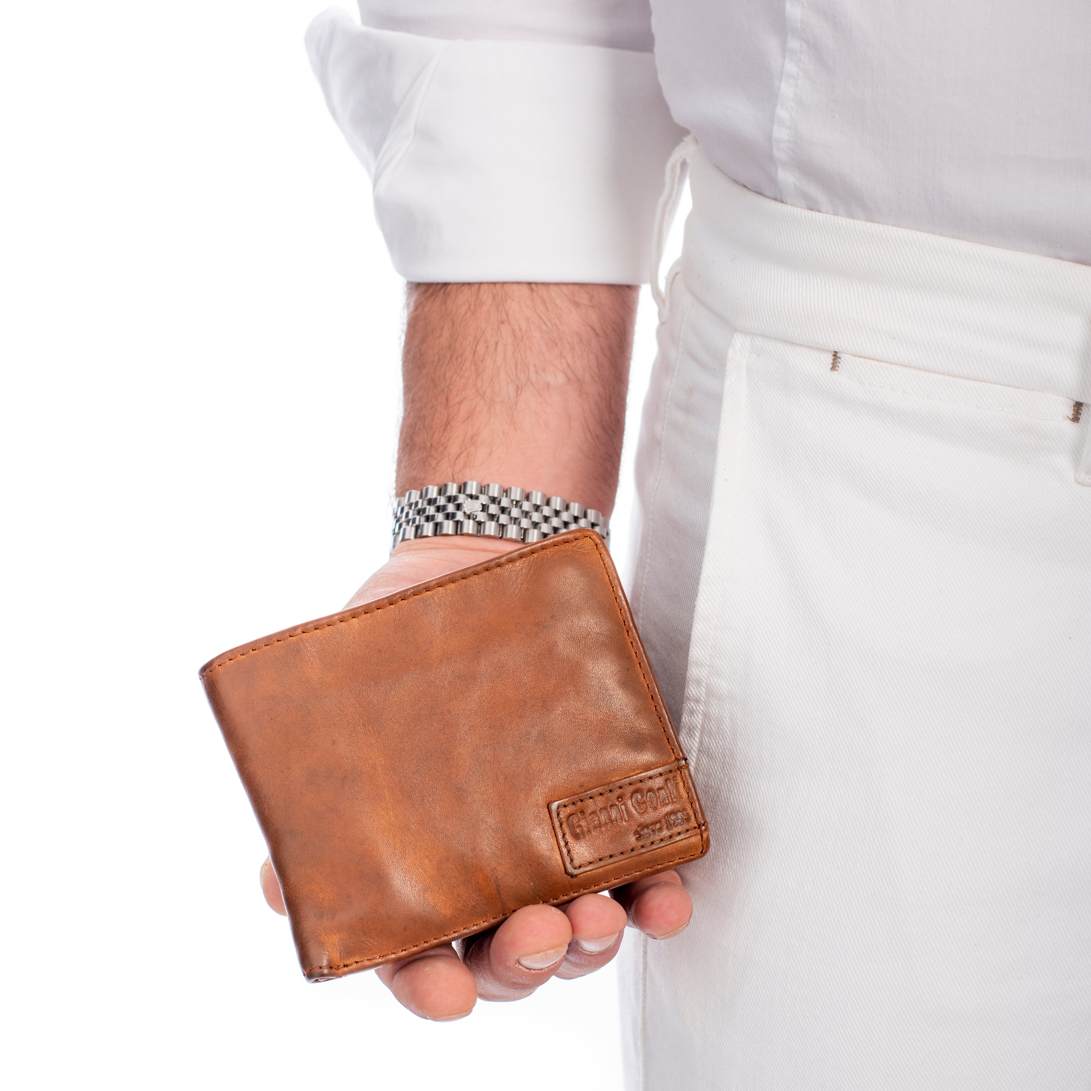 Gianni Conti Leather Wallet - Men’s Classic Bifold Wallet in Distressed Leather