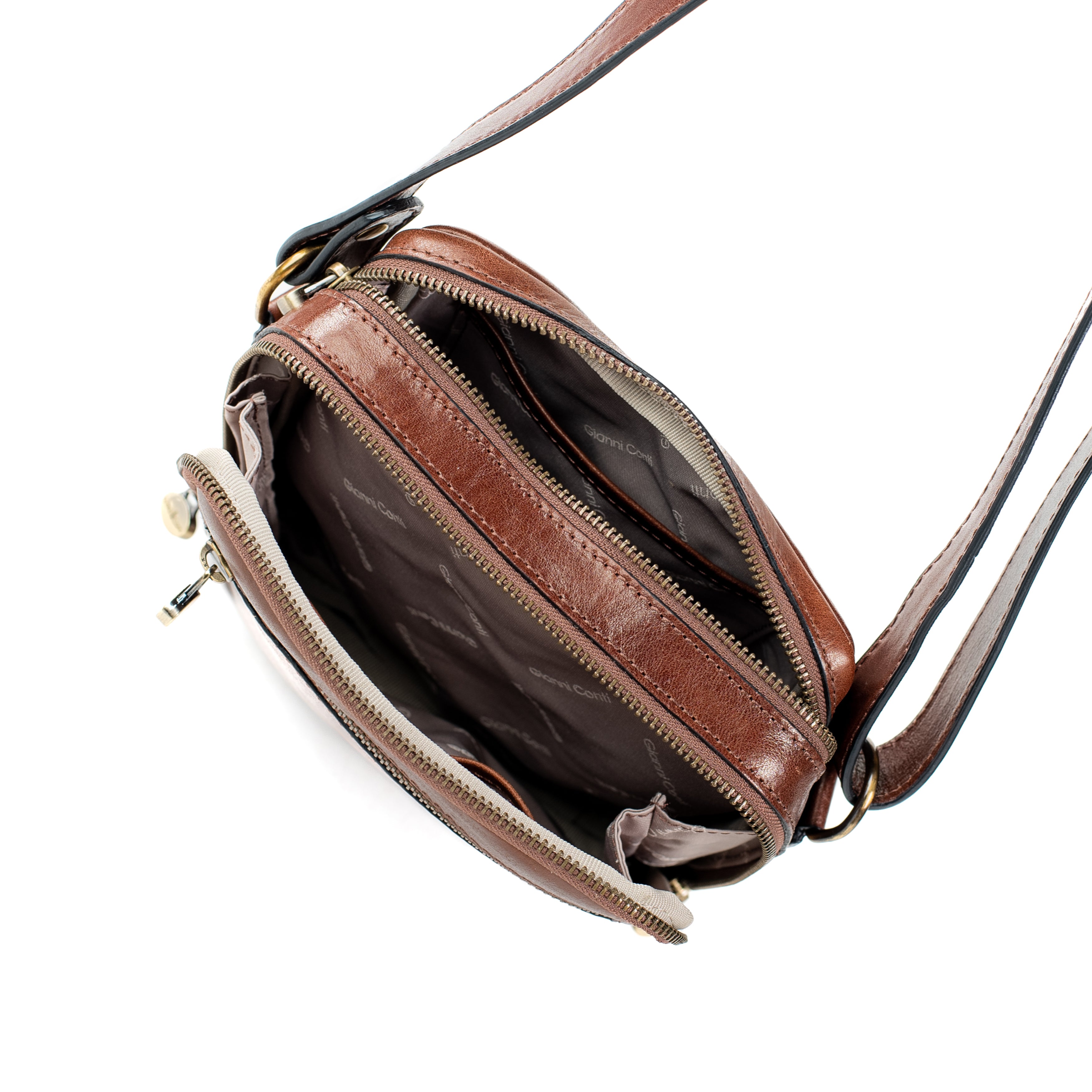 Gianni Conti Compact Crossbody Messenger in Italian Leather