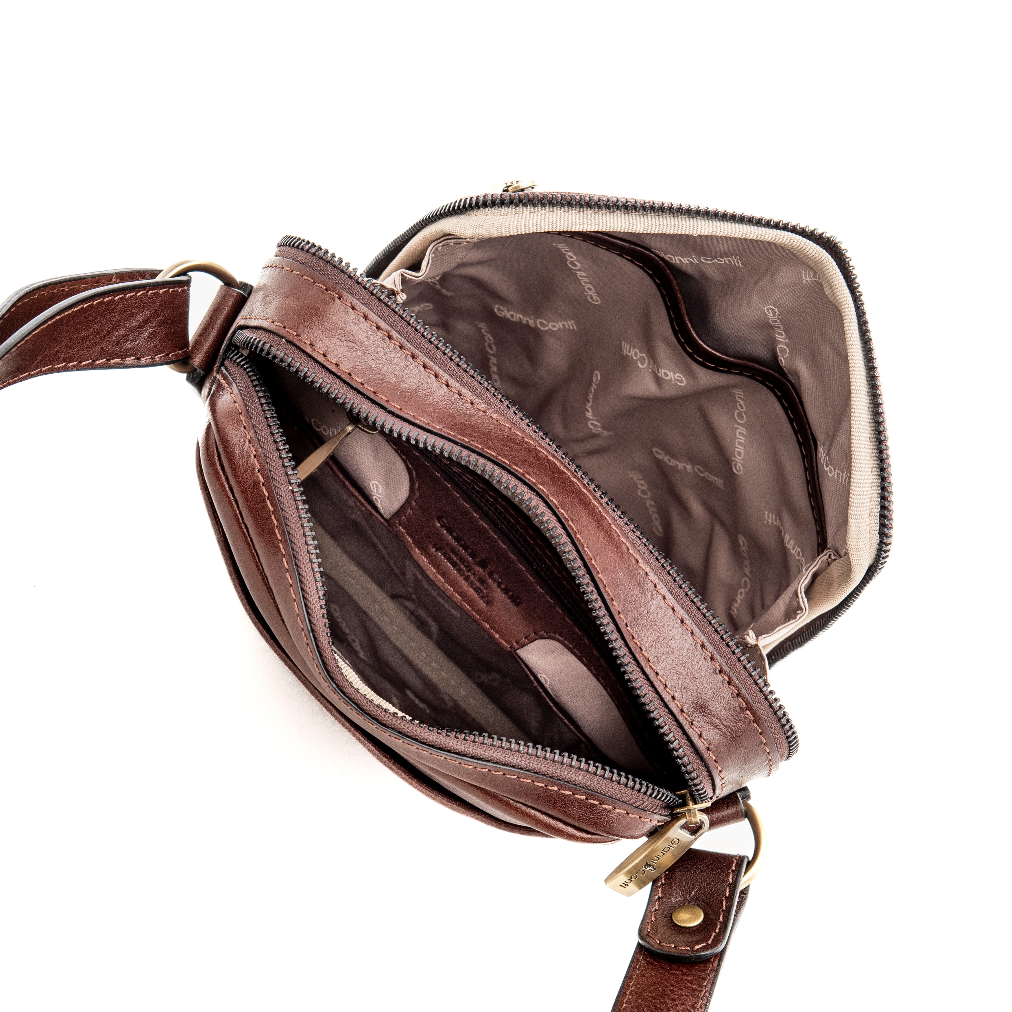 Gianni Conti Compact Crossbody Messenger in Italian Leather