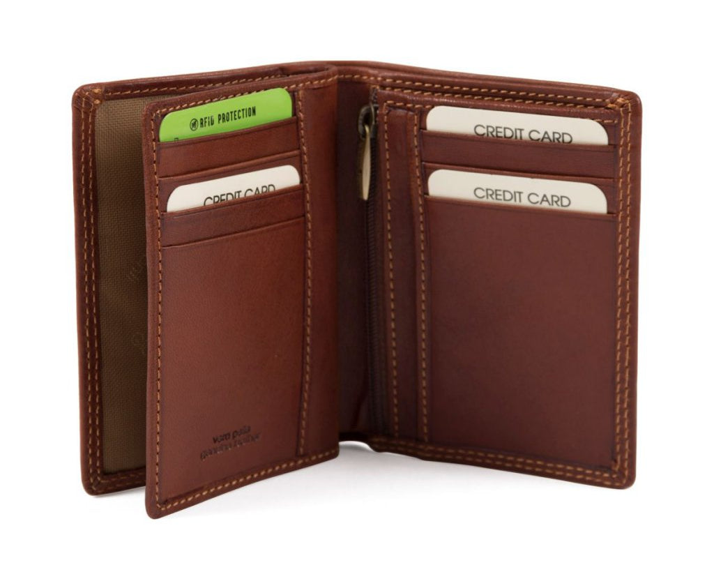 Gianni Conti Leather Triple Section Wallet with Zip Section & RFID Protection