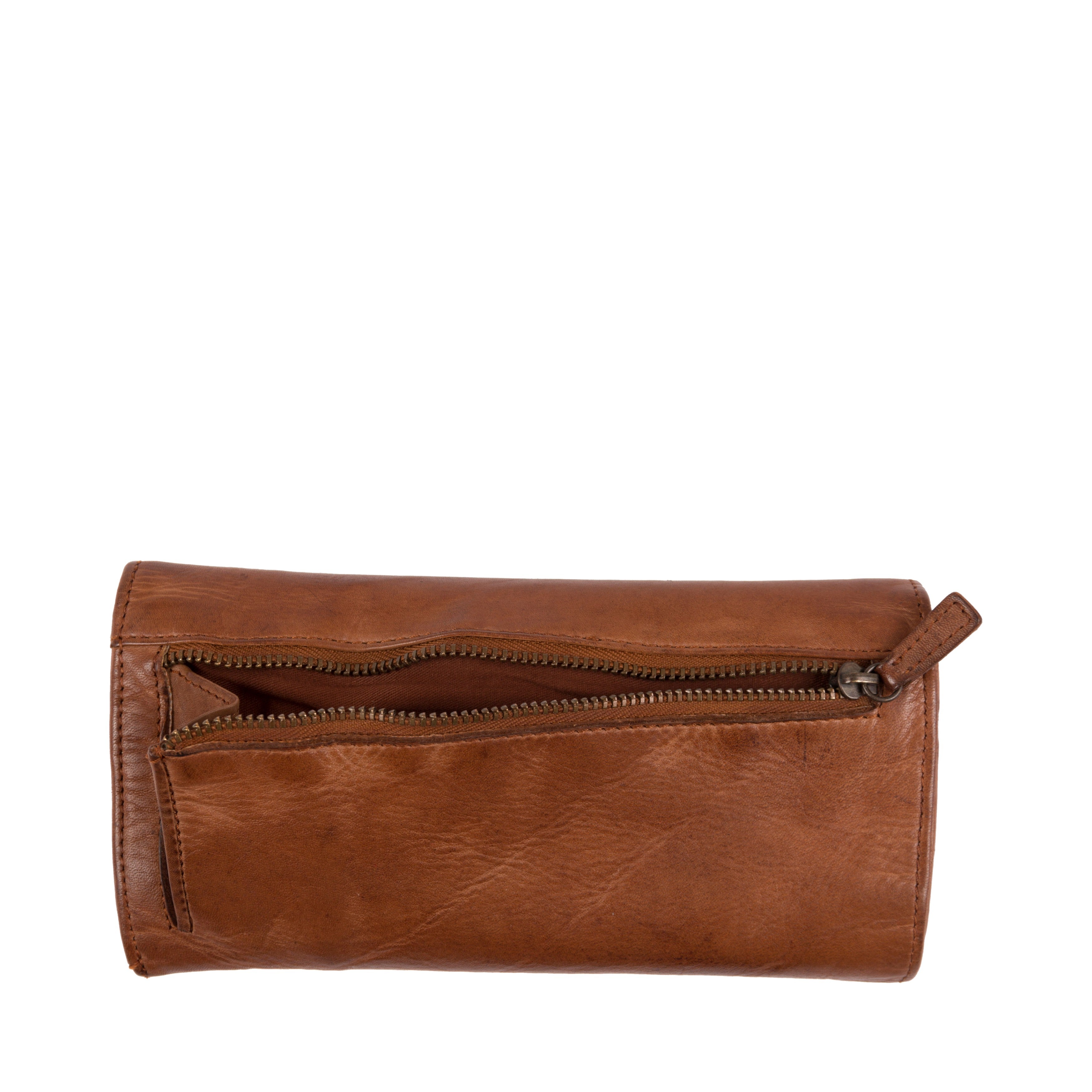 Gianni Conti Leather Flap Purse - Women’s Multi-Section Wallet in Distressed Italian Leather