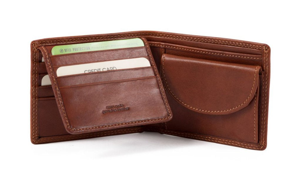 Gianni Conti Trifold Leather Wallet with Coin Pocket and RFID Protection