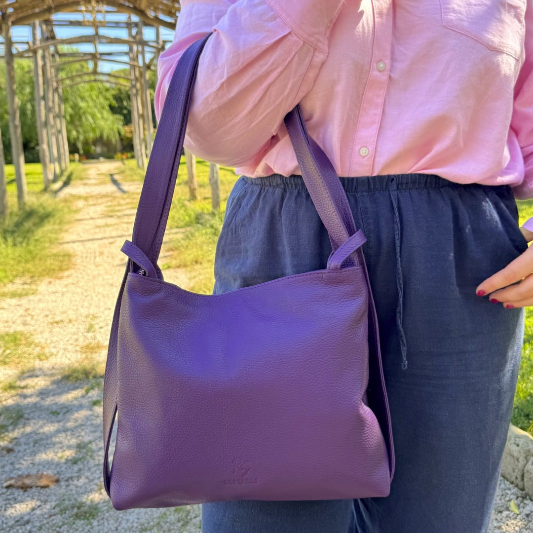 The Medium Convertible Tote to Backpack in Pebbled Italian Leather