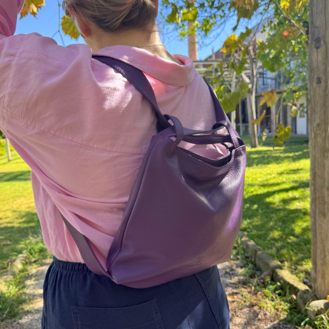 The Medium Convertible Tote to Backpack in Pebbled Italian Leather