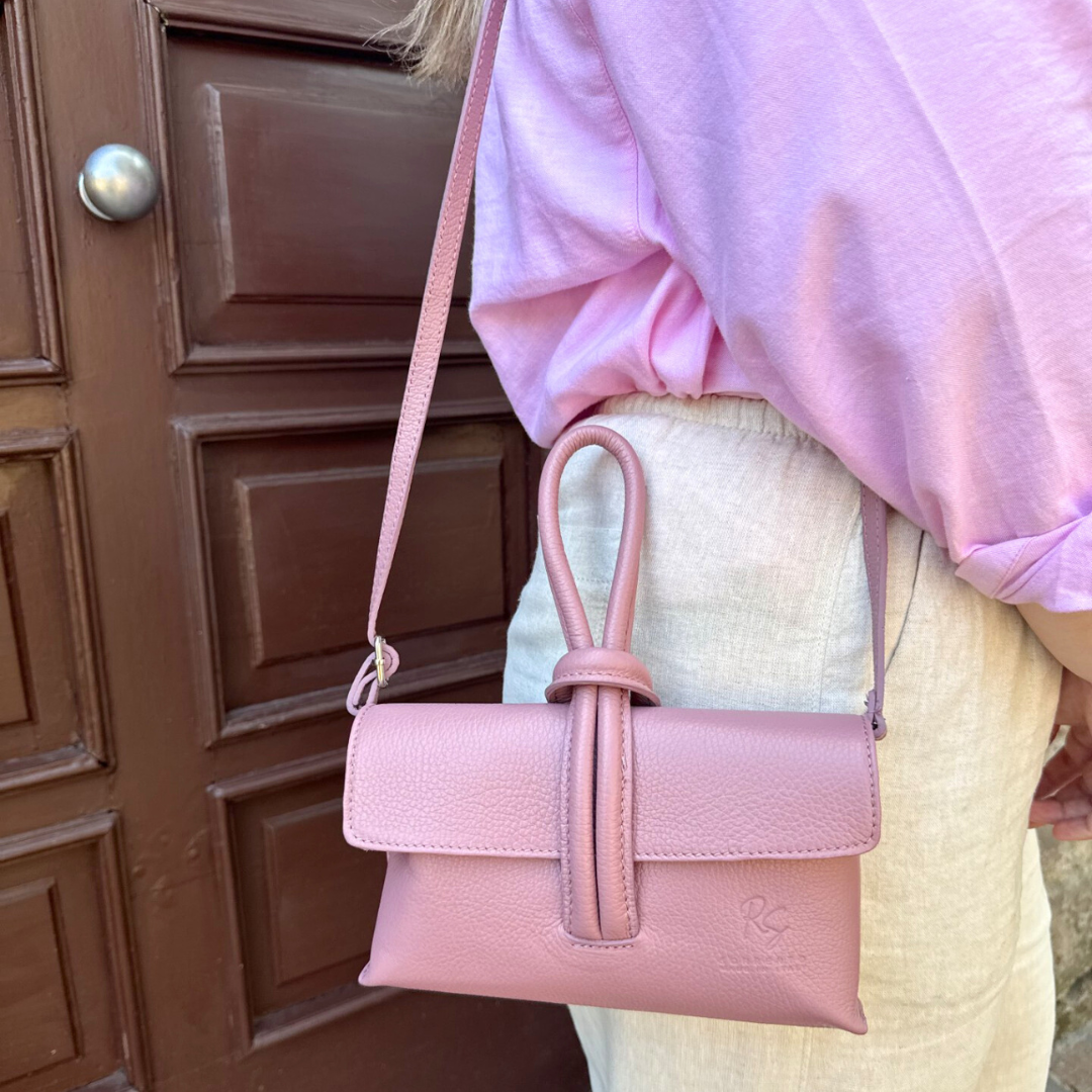 Clutch Knot in pelle con tracolla regolabile opzionale