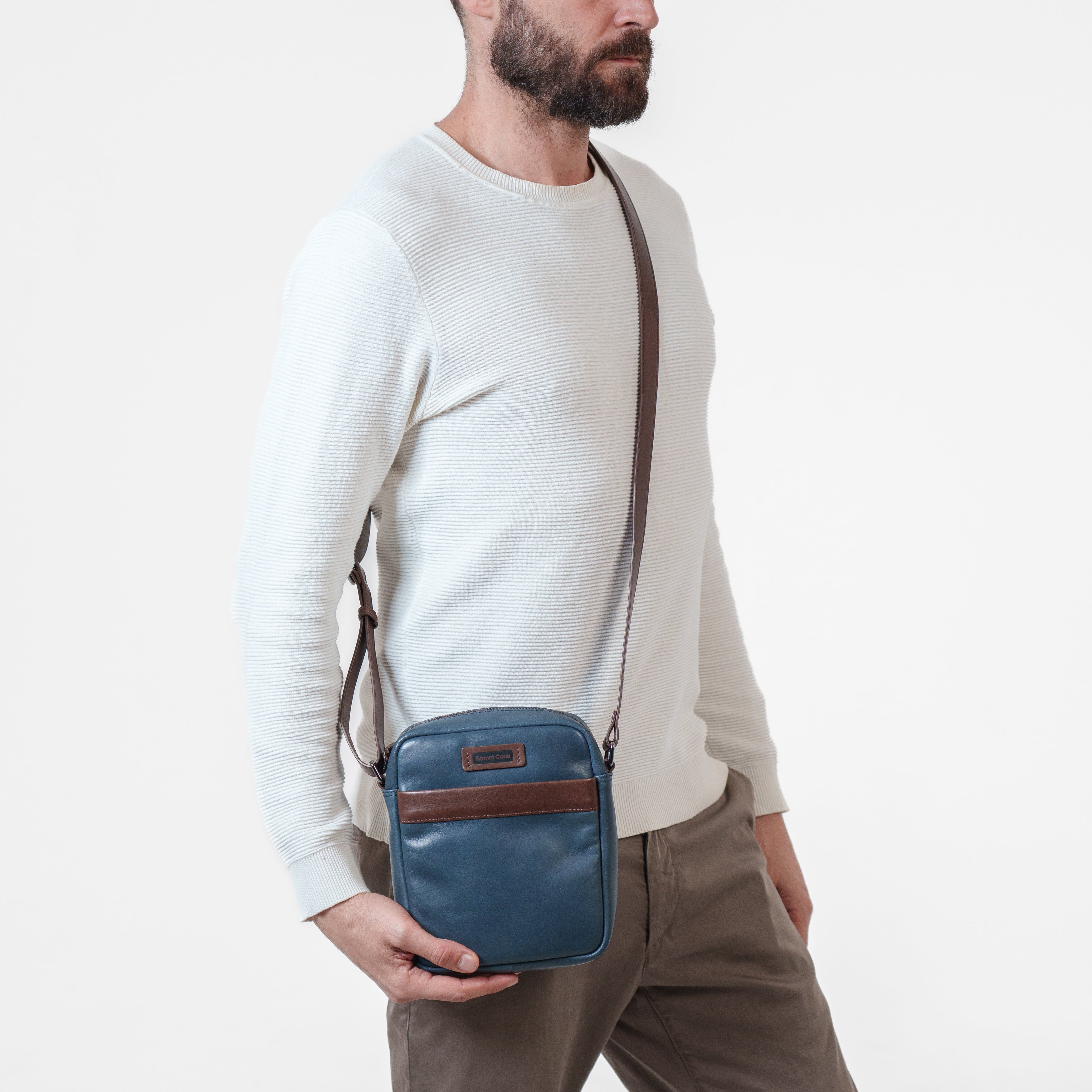 Gianni Conti Slim Compact Crossbody Bag in Italian Leather