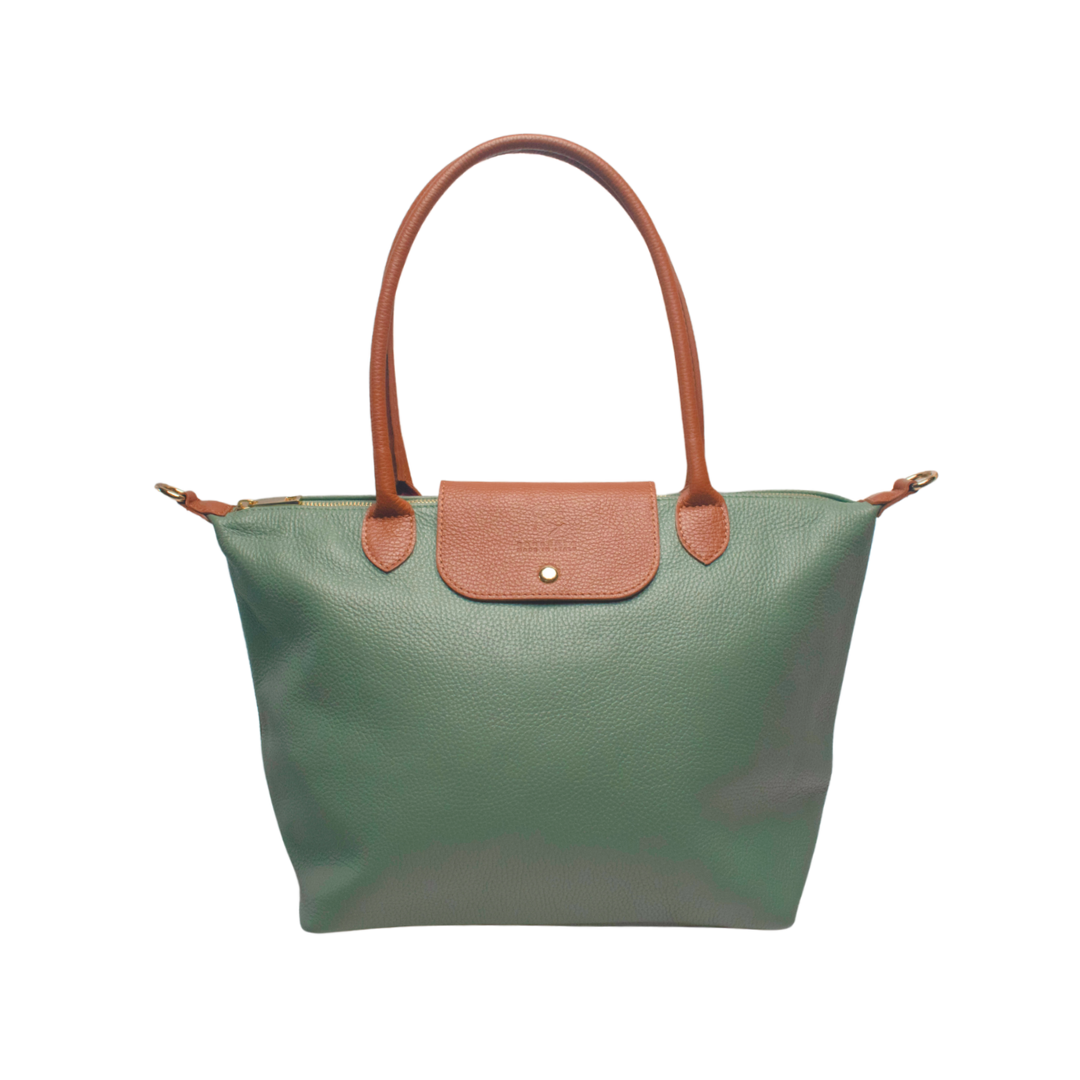 sage green classic tote handbag 